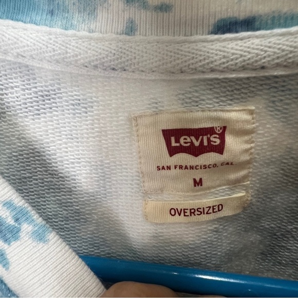 Levi’s Crewneck Tie-dye Oversized Sweatshirt Blue White Pink Medium - Picture 4 of 7